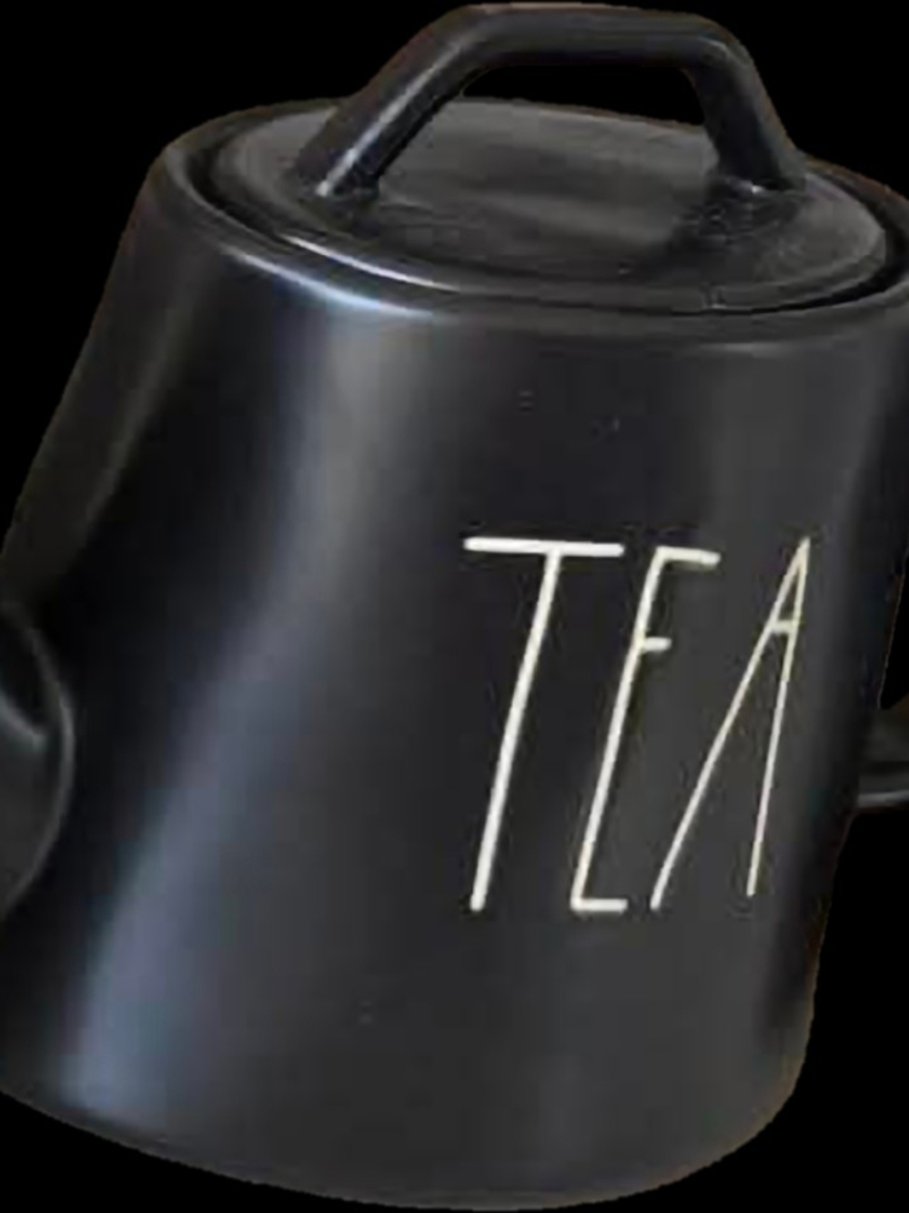 Rae Dunn Matte Black 'TEA' Ceramic Teapot